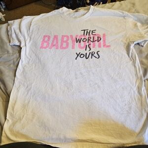 White and Pink Graphic T-Shirt